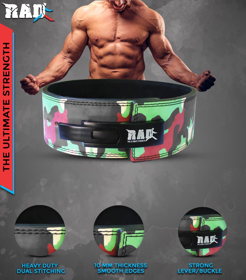 RAD Lever Weight Lifting Gym Belt for Men & Women, Size 25-42 CM, Thick 10MM & Width 4 Inch, Leather, 7 Colors, Powerlifting & Weightlifting - Image 5